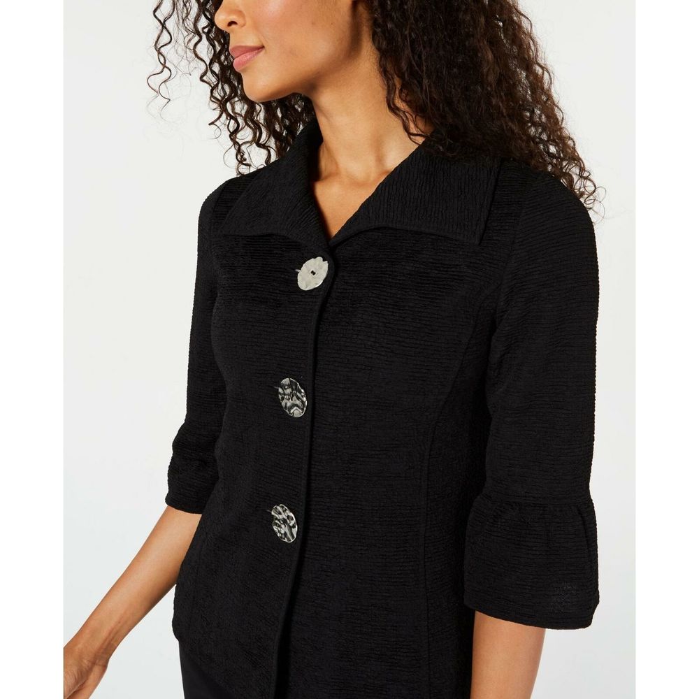 JM Collection Textured Three-Button Jacket,Large - Picture 7 of 9